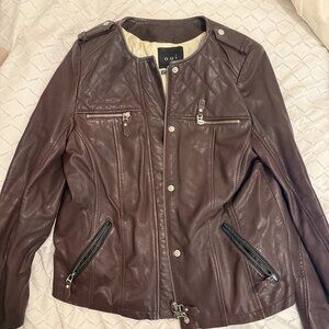 Oui 100% Leather brown jacket